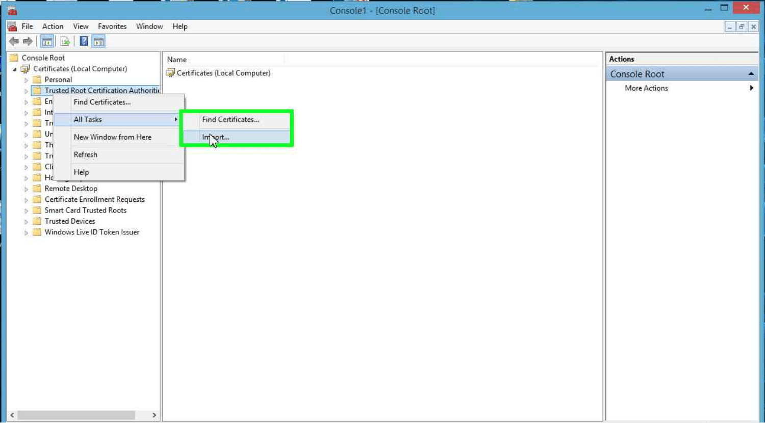 import import certificate when pages are loading very slowly