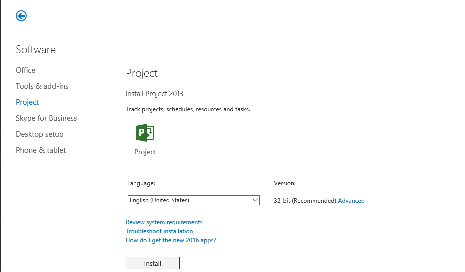 Installing the MS Project client Installing the MS Project client