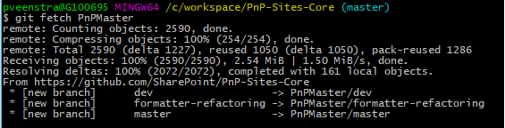 fetch SharePoint - PnP - Github - This branch is 245 commits behind SharePoint:master.