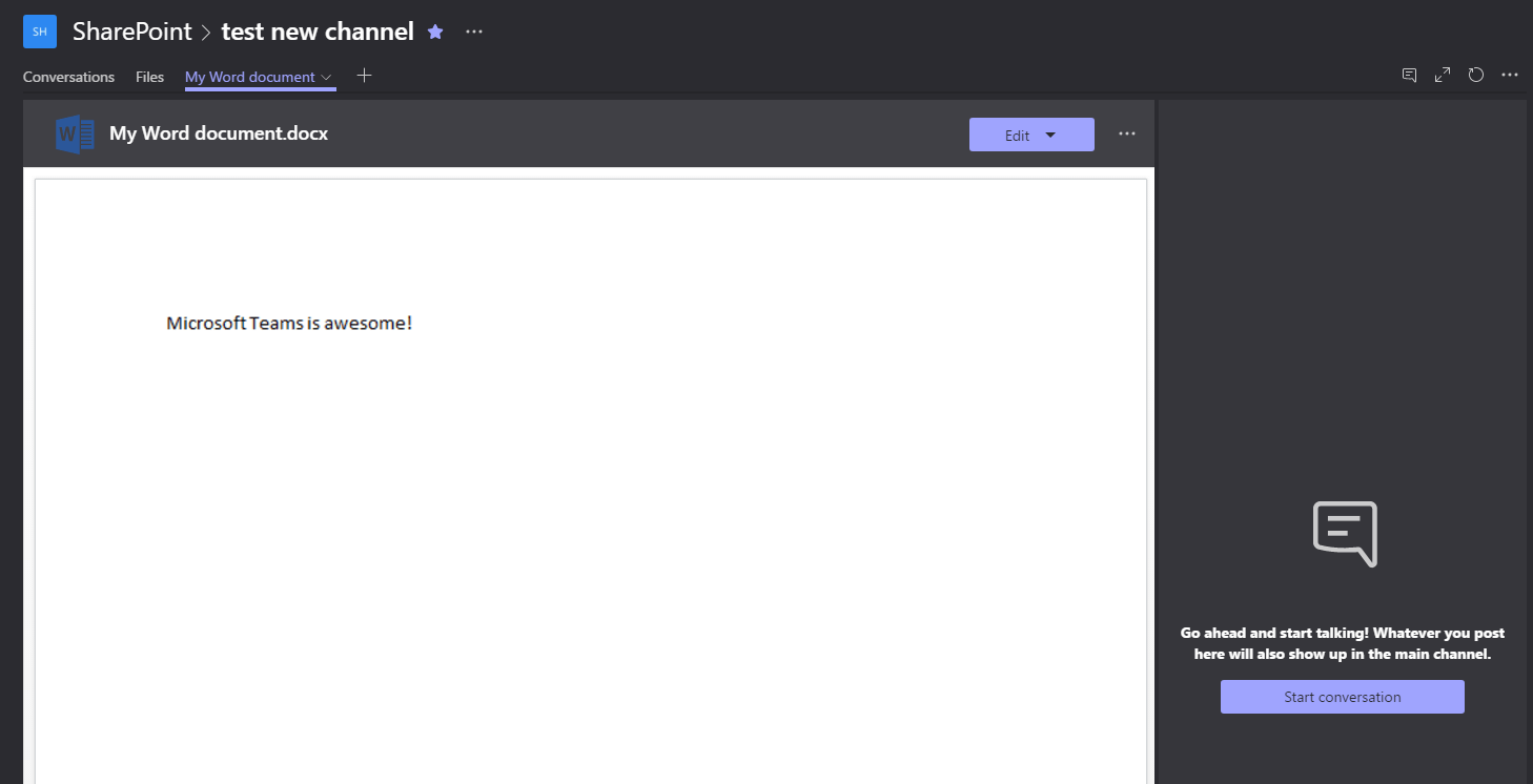previewdocument Microsoft Teams - Conversations around a document