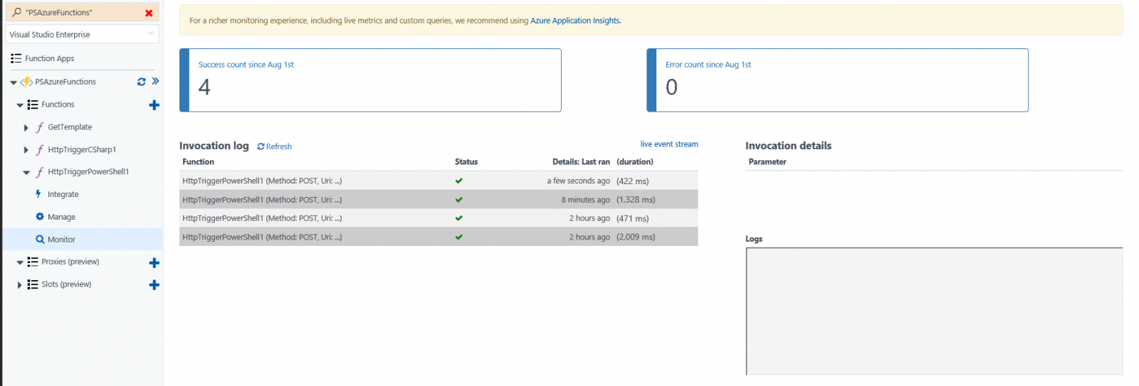 successwebhook Azure Function Apps - SharePoint lists - Creating web hooks that run PowerShell triggered by item creation