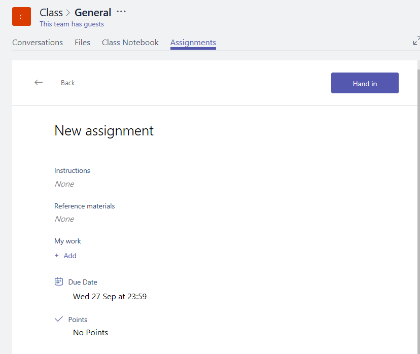 new assignment student2 Microsoft Teams - Roles, a deep dive through Assignments