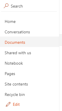 left nav Microsoft Teams - Notebooks, Sections and Pages in Education