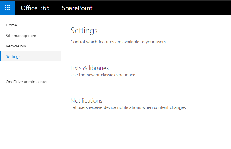 settingsadmincenter Office 365 - SharePoint Admin Center is changing