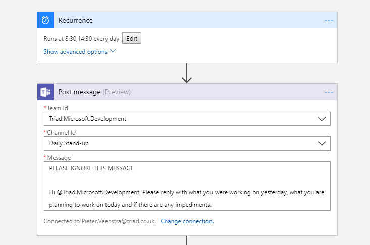 sitedownmeeting Microsoft Teams - Azure Logic Apps - Don't mention it!