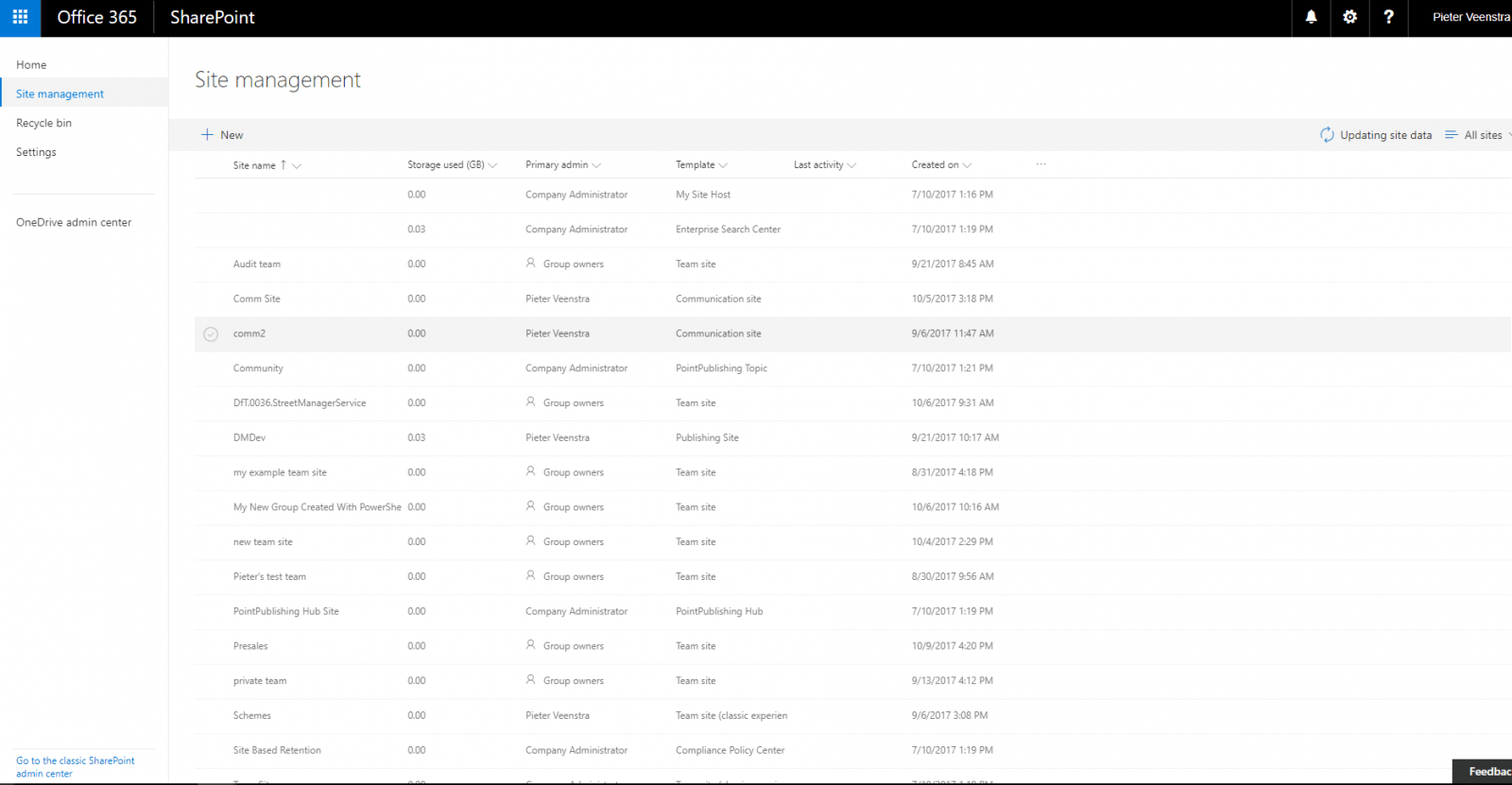 sitemanagement Office 365 - SharePoint Admin Center is changing