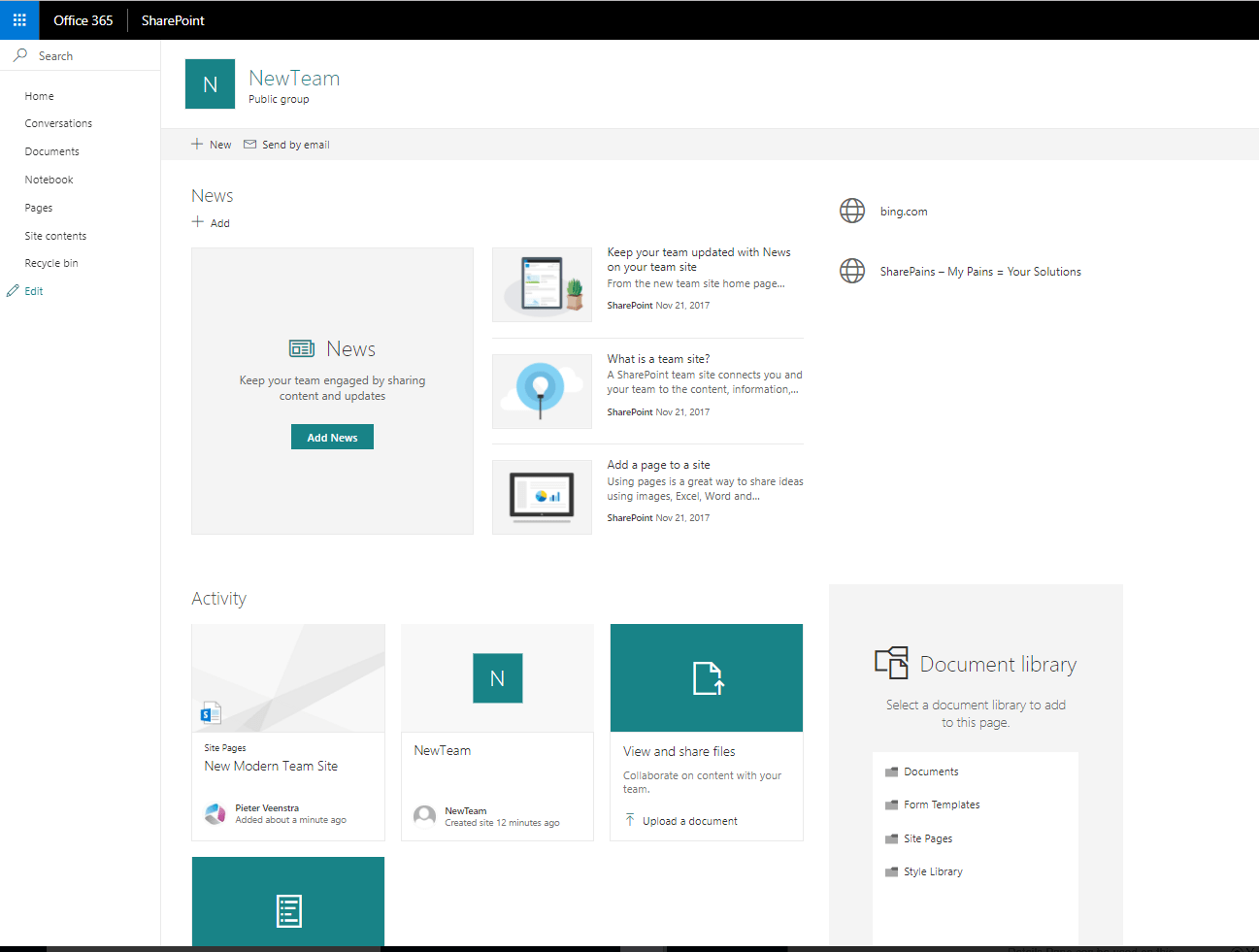newmodernteamsite Office 365 - Updates to team sites, Is Microsoft trying to deliver end solutions or a framework?