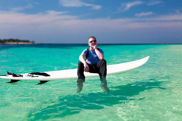 pietersurfer Getting wet feet on surf board