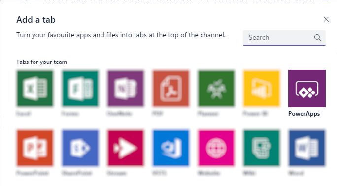 powerappstab Microsoft Teams - Integration with Visual Studio Team Services using PowerApps.