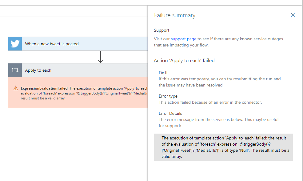 failuredetails How reliable is Microsoft Flow?