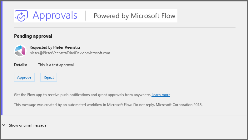Approval email Approval email