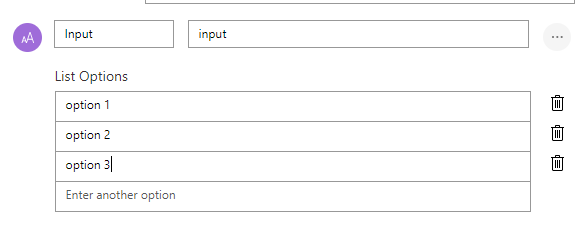 List options for an input parameter List options for an input parameter
