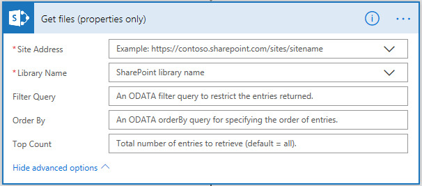 getfiles Microsoft Flow - What SharePoint actions follow the triggers?