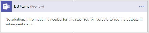 listteams Microsoft Teams actions in Flow