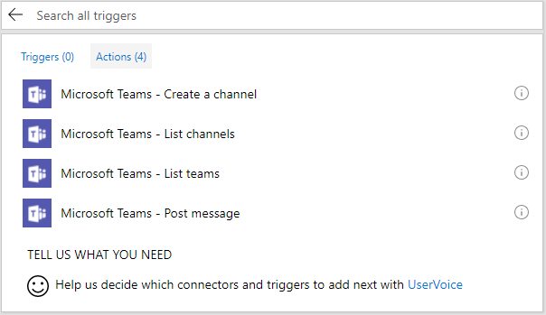 notriggers Microsoft Teams actions in Flow