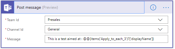 postmessage2 Microsoft Teams actions in Flow