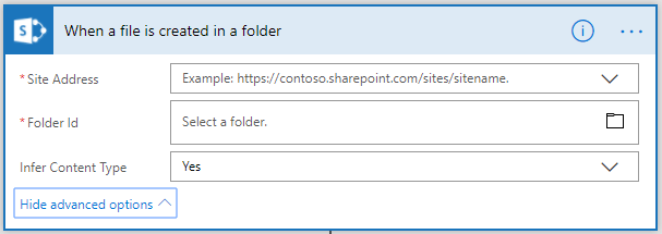 When a file is created in a folder with Infer Content Type When a file is created in a folder with Infer Content Type
