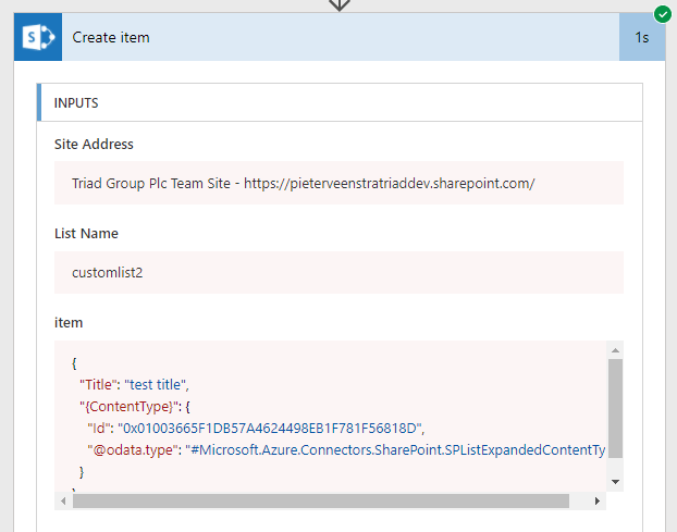 createitem3 Microsoft Flow - Create SharePoint list item and get a BadRequest