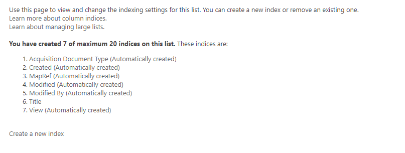 indices SharePoint Online - Are your lists/Libraries failing with more than 5000 items/documents?
