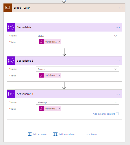 catchvariables Throw in Power Automate flow, Advanced Error Handling