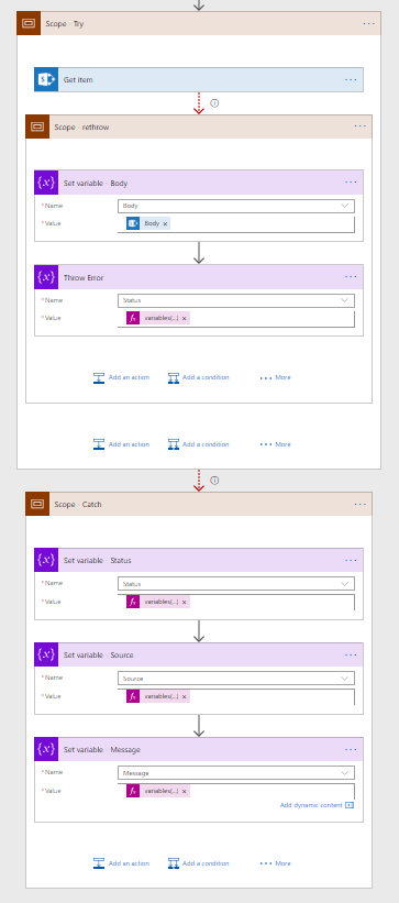 trycatchthrow Collecting Source and Message of error in Try Catch