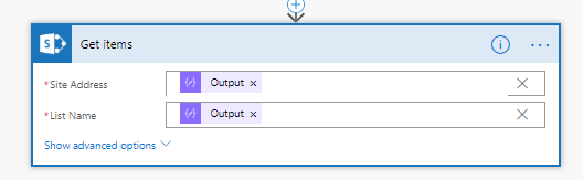 Get items action using the compose output Get items action using the compose output