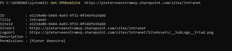 Power Shell using Get-SPOHubSite Power Shell using Get-SPOHubSite