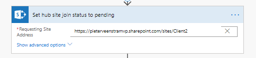 Set hub site join status to pending Set hub site join status to pending