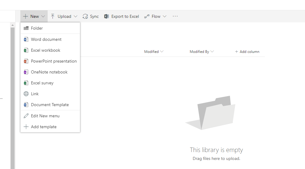 Edit new Menu with document formats