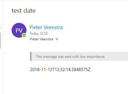 dateemail Date in email shown in standard UTC format