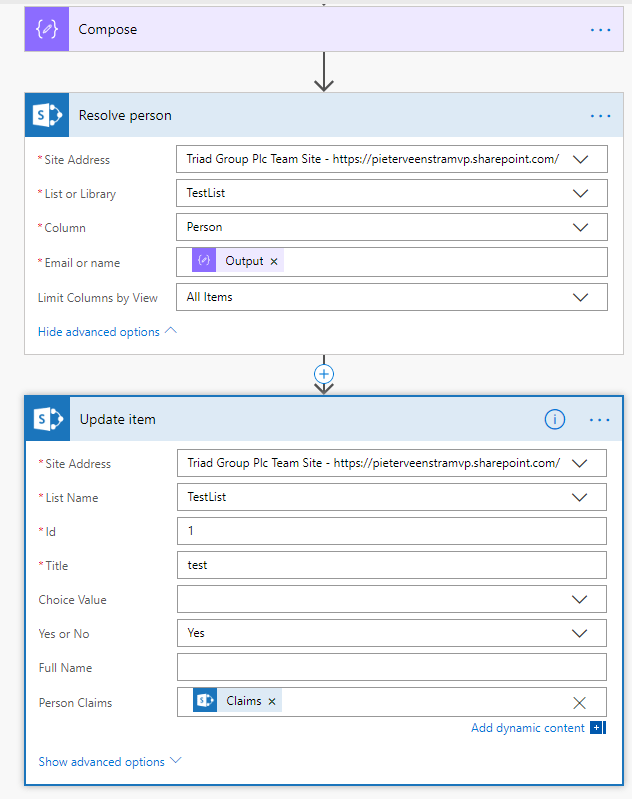 Set a SharePoint people field using a user's name