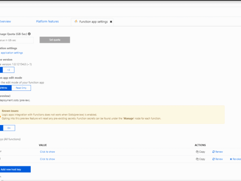 Runtime versions in Azure functions