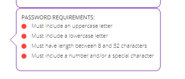 passwordrequirements Passwordrequirement check dialogue that doesn't always go away.