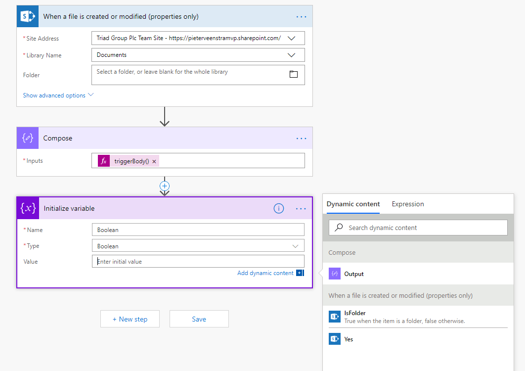 Showing Dynamic content in a variable action