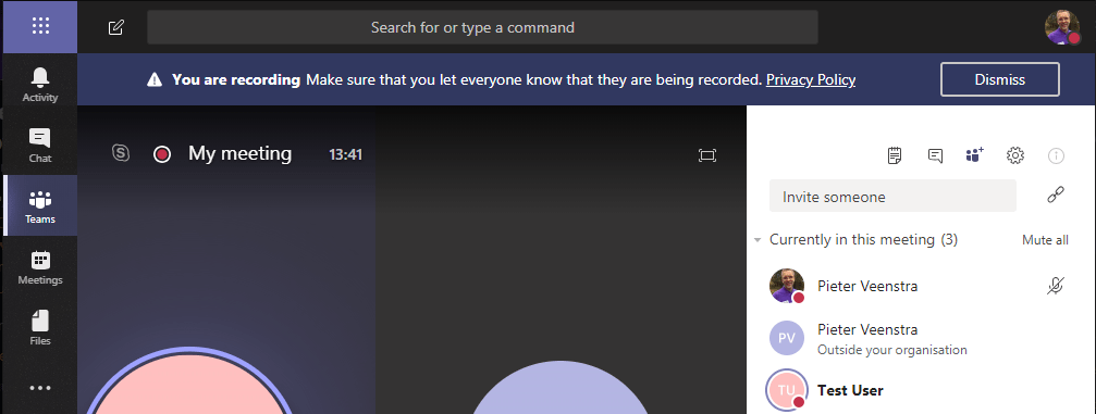 You are recording warning