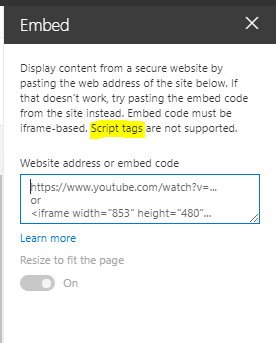 The Embed Webpart doesn't like Javascripts 