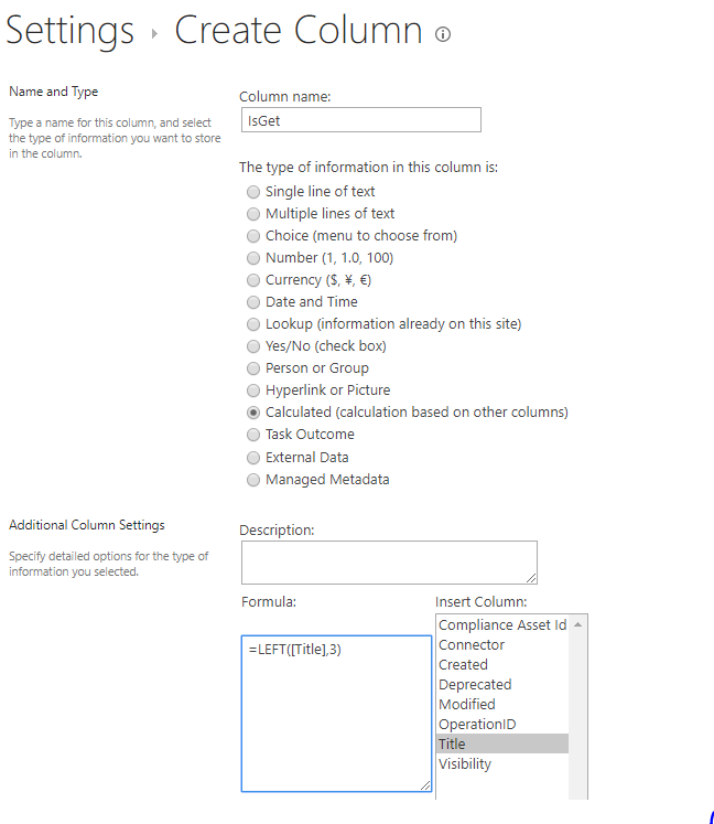 Create Calculated column in SharePoint