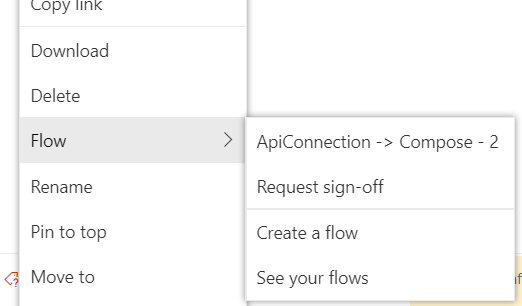 Flows from menu