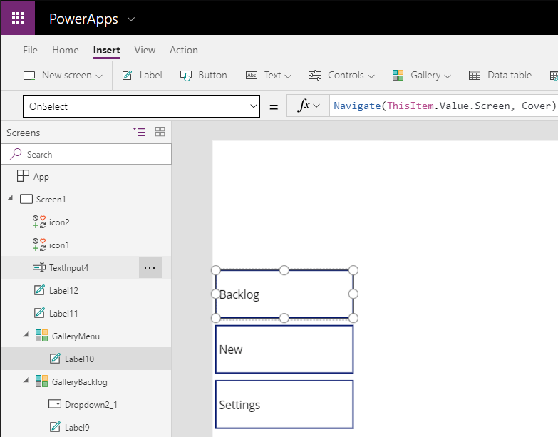 onselect Handle navigation in a menu