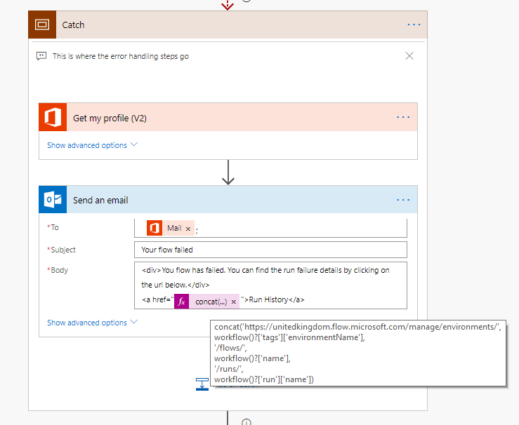 Building a run URL within a flow
