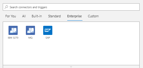 enterprise The Enterprise tab in Logic Apps