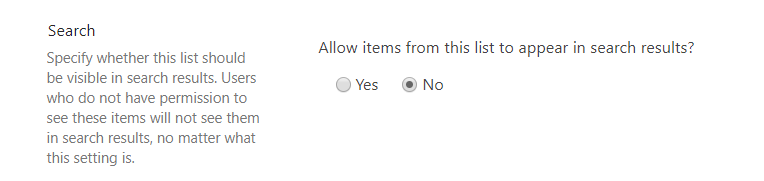 nosearch Allow data to appear in search setting