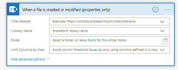whenafileiscreatedflow When a file is created in Flow
