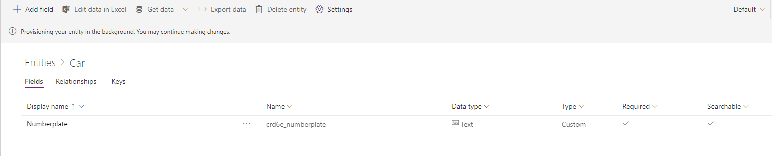 Add more fields to an Entity in the Common Data Service