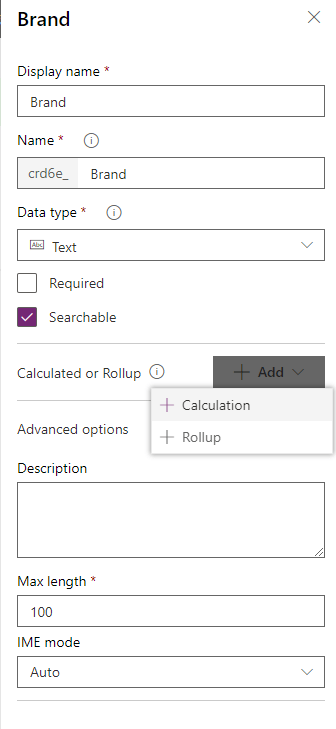 Advanced options