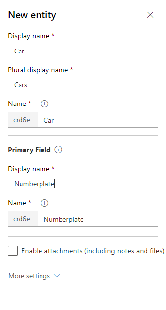 Car Entity in CDS