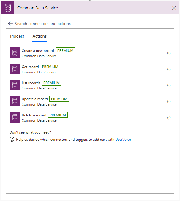 Common Data Service Actions