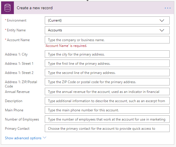 Create a new record