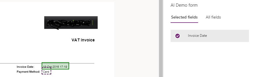 Select the fields on the invoice Select the fields on the invoice