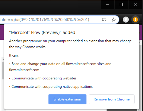Enabled Microsoft flow Extension Enabled Microsoft flow Extension